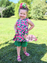 Load image into Gallery viewer, Watermelon Mermaid Scales Sleeveless Peplum Set