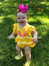 Load image into Gallery viewer, Yellow Ruffle Butt Romper