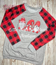 Load image into Gallery viewer, Ladies Buffalo Plaid Gnome Long Sleeve Top