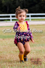 Load image into Gallery viewer, Plum Floral Ruffle Bum Romper