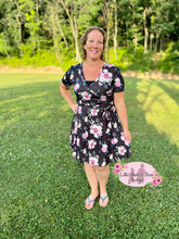 Load image into Gallery viewer, Ladies V Neck Dress - Black Floral