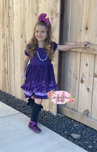 Load image into Gallery viewer, Purple Heart Triple Ruffle Twirl Dress