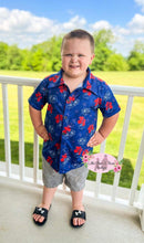 Load image into Gallery viewer, Red, White, & Blue Floral Button Down