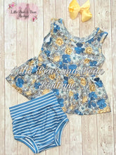 Load image into Gallery viewer, Blue and Gold Floral Bummie Set