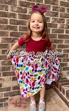 Load image into Gallery viewer, Mommy and Me Colorful Leaves Handkerchief Maxi Girls Dress