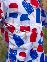 Load image into Gallery viewer, Red, White and Blue Popcicles Rash Guard Swimsuit