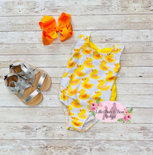 Load image into Gallery viewer, Rubber Duckie Ruffle Swimsuit