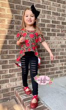 Load image into Gallery viewer, Leopard Apples High-Low Tunic With Distressed Leggings
