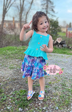 Load image into Gallery viewer, Blue Tropical High Low Skirt w/Crop Top