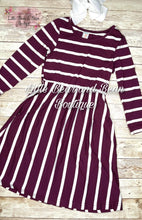 Load image into Gallery viewer, Mommy &amp; Me Wine Striped Dress- Ladies
