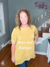 Load image into Gallery viewer, Size Large- Ladies Zenana Mustard Chiffon Asymmetrical Top