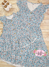 Load image into Gallery viewer, Mommy & Me Blue Boho Floral Dress- Ladies
