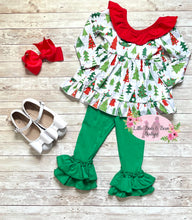 Load image into Gallery viewer, Christmas Tree Bow Back Ruffle Set