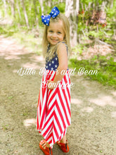 Load image into Gallery viewer, Star Spangled Handkerchief Hem Maxi Dress (Child)