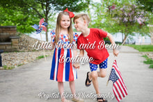 Load image into Gallery viewer, Red, White and Blue Cupcake Twirl Dress