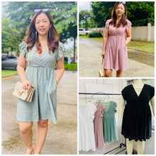 Load image into Gallery viewer, Ladies Ruffle Sleeve Eyelet Dress with Pockets- 3 Colors