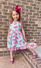 Load image into Gallery viewer, Watermelon Plaid Twirl Dress fruit