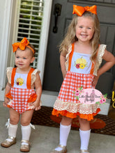 Load image into Gallery viewer, Size 2T- Pumpkin Plaid Appliqué Romper
