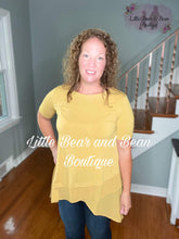 Load image into Gallery viewer, Size Large- Ladies Zenana Mustard Chiffon Asymmetrical Top