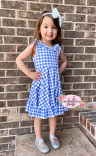 Load image into Gallery viewer, Blue Checkered Ruffle Dress