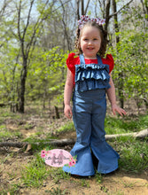 Load image into Gallery viewer, Ruffle Halter Overalls and Red Top