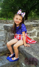 Load image into Gallery viewer, Blue Stars Faux Sequin High-Low Bummie Set