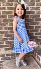 Load image into Gallery viewer, Blue Checkered Ruffle Dress