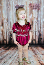 Load image into Gallery viewer, Velvet Star Romper Wine