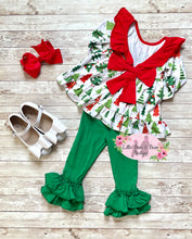 Load image into Gallery viewer, Christmas Tree Bow Back Ruffle Set