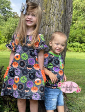 Load image into Gallery viewer, Faux Glitter Spooky Donuts Button Shirt