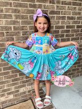 Load image into Gallery viewer, Elephant and Pig Parade Twirl Dress
