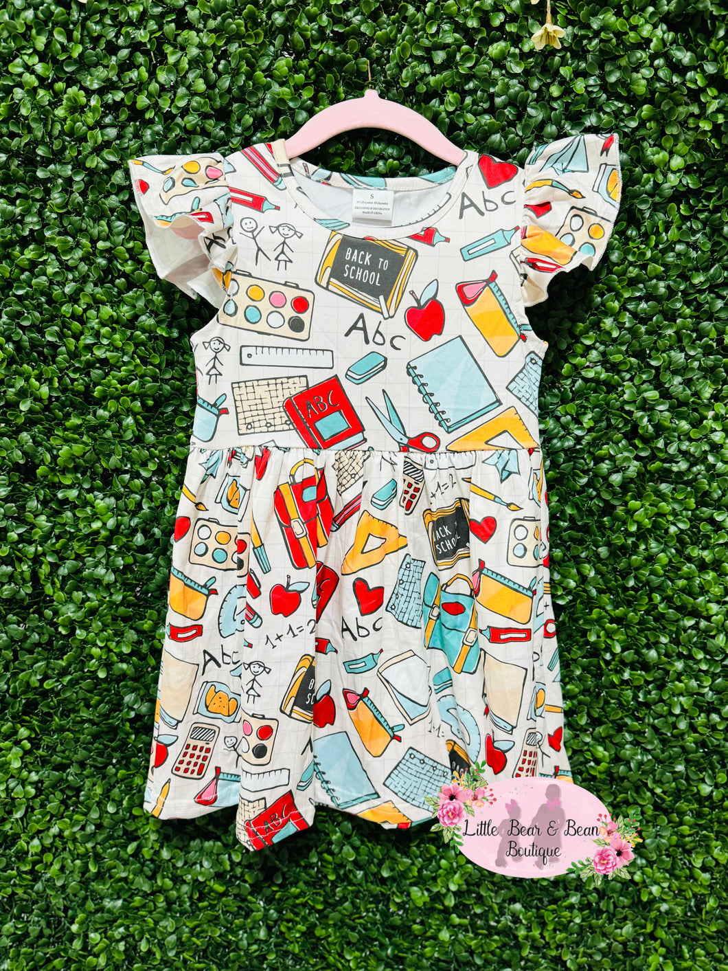 School Supplies Flutter Sleeve Dress