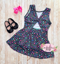 Load image into Gallery viewer, Neon Stars Athletic Dress (Built In Shorts)
