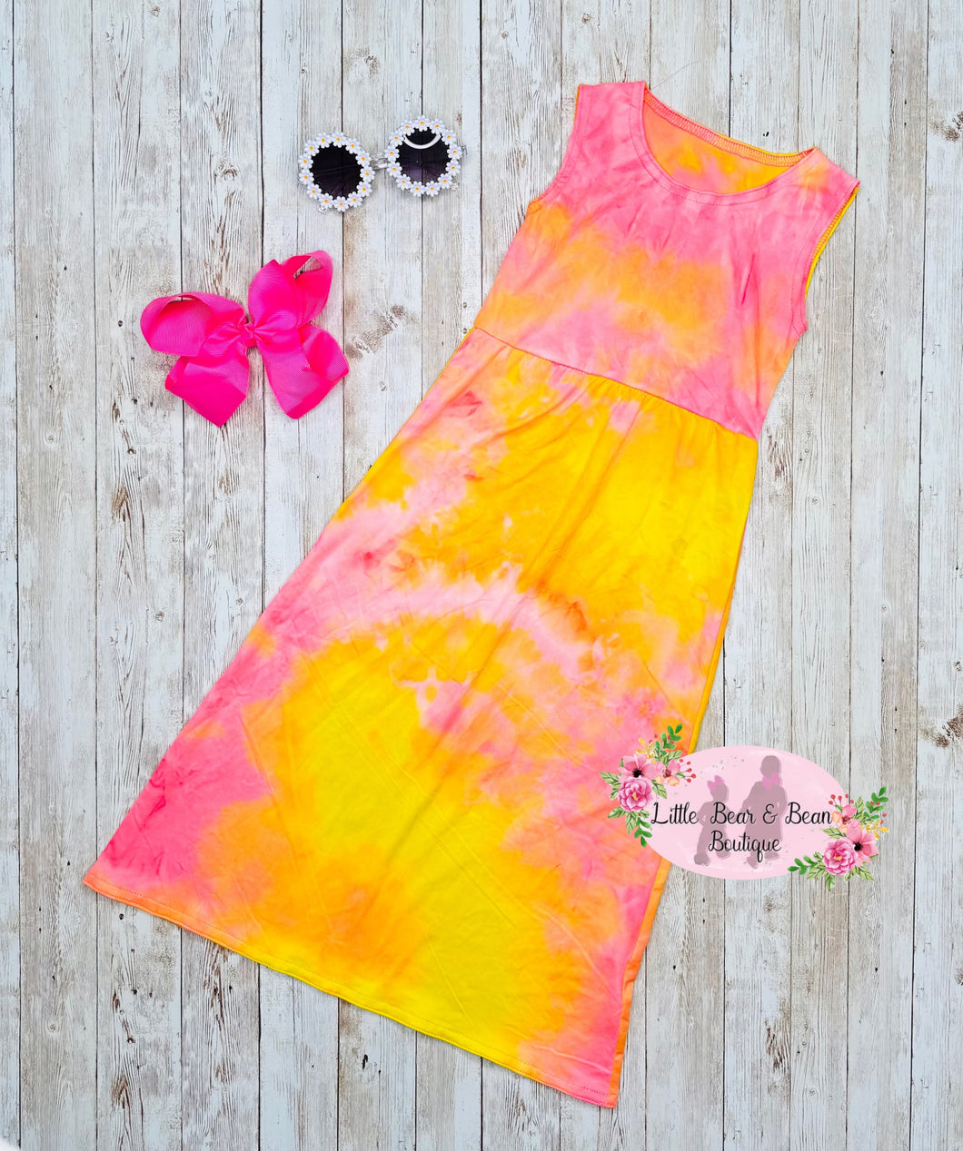 open lace back dress Hot Pink Bright Yellow Tie Dye Maxi Dress 8