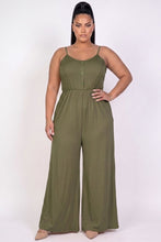 Load image into Gallery viewer, Ladies Plus Size Button Wide Leg Jumpsuit
