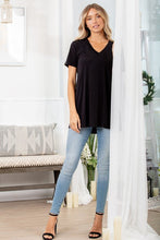 Load image into Gallery viewer, Heimish Plus Size V Neck Solid Black Bulgari Top
