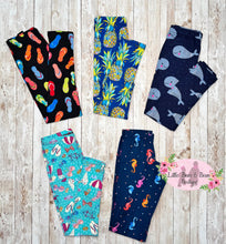 Load image into Gallery viewer, Printed Leggings - Flip Flops, Pineapples, Whales, Summer, Seahorses
