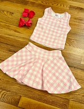 Load image into Gallery viewer, Pink Gingham 2 Piece Athletic Skort Set
