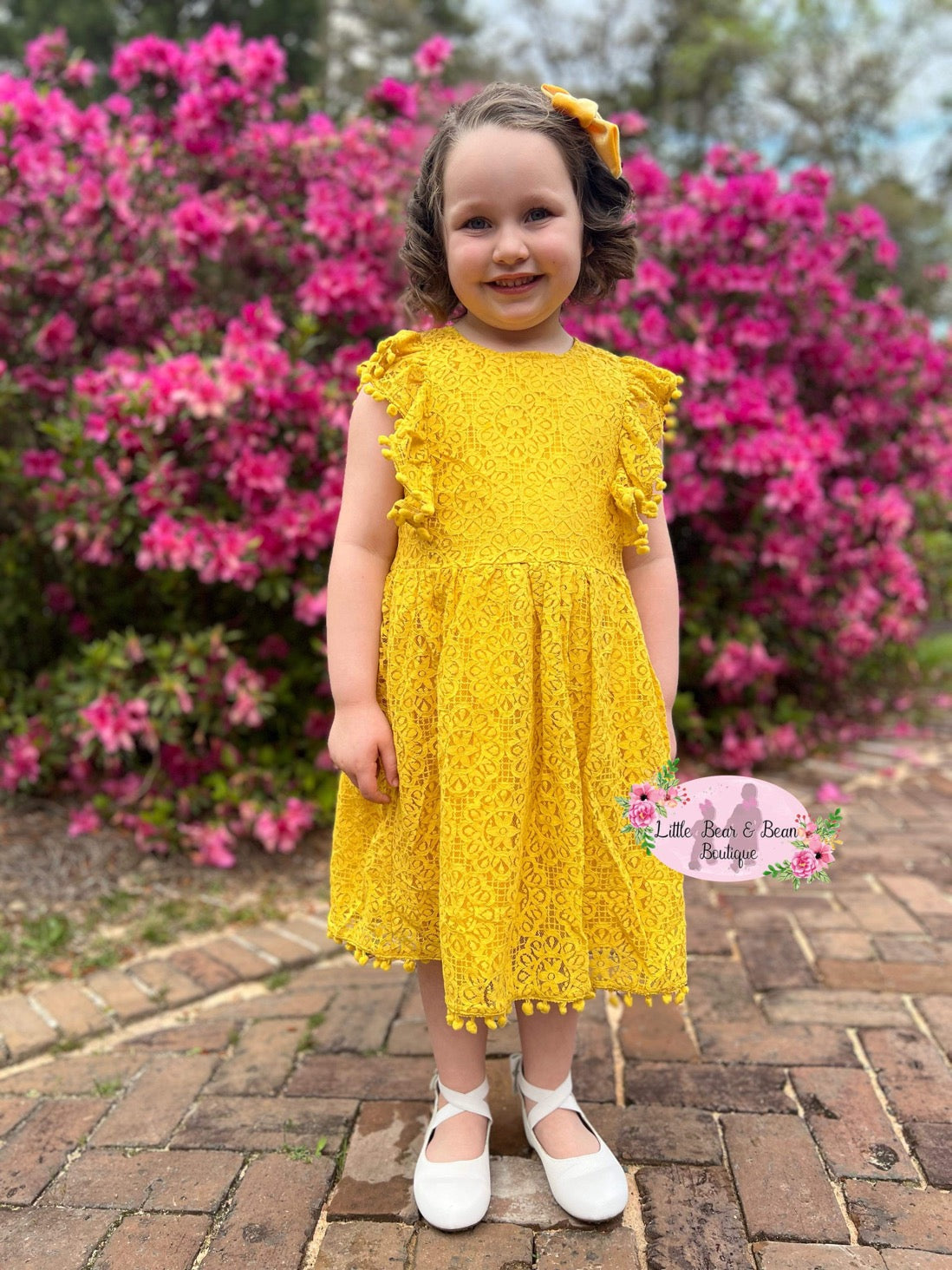 Marigold Lace Pom Pom Dress 2T