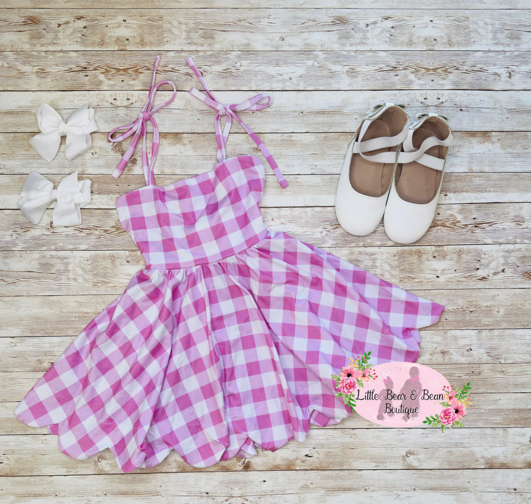Pink Gingham Twirl or Poofy Dress