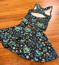 Load image into Gallery viewer, Green Neon Hearts 2 Piece Athletic Skort Set

