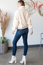 Load image into Gallery viewer, Heimish Plus Size Ivory Sherpa Zipper Jacket
