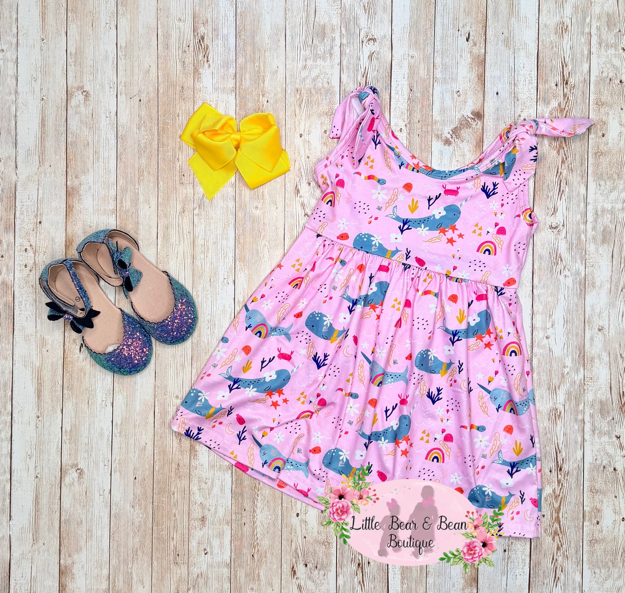 pink whale dress Kissy Kissy | Softer Than Soft | Whale Pods Toddler Dress | Size: 3T