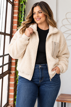 Load image into Gallery viewer, Heimish Plus Size Ivory Sherpa Zipper Jacket
