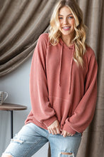 Load image into Gallery viewer, Heimish Plus Size Rust Ribbed Oversized Hoodie
