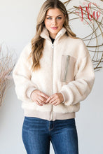 Load image into Gallery viewer, Heimish Plus Size Ivory Sherpa Zipper Jacket
