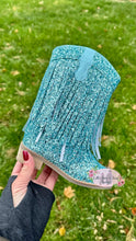 Load image into Gallery viewer, Double Fringe Cowgirl Boots Aqua
