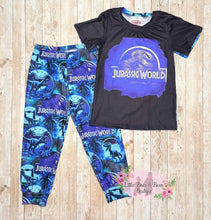 Load image into Gallery viewer, Blue Jurassic Dinosaur Jogger Set
