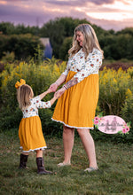 Load image into Gallery viewer, Mommy &amp; Me Mustard Floral Dress
