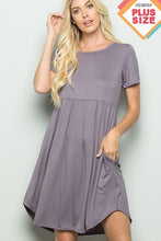 Load image into Gallery viewer, Heimish Plus Size Solid Dress with Ruffled and Side Pockets
